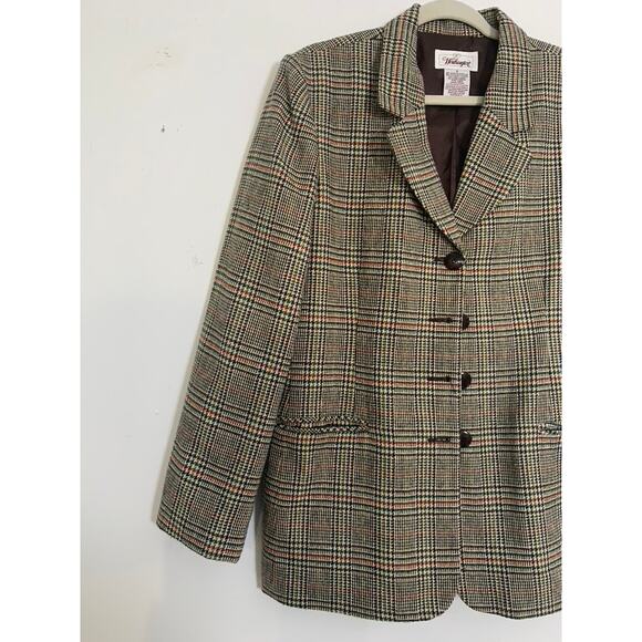 Vintage Worthington Houndstooth Plaid Blazer Womens Size 12 Gingham Academia - Picture 1 of 8